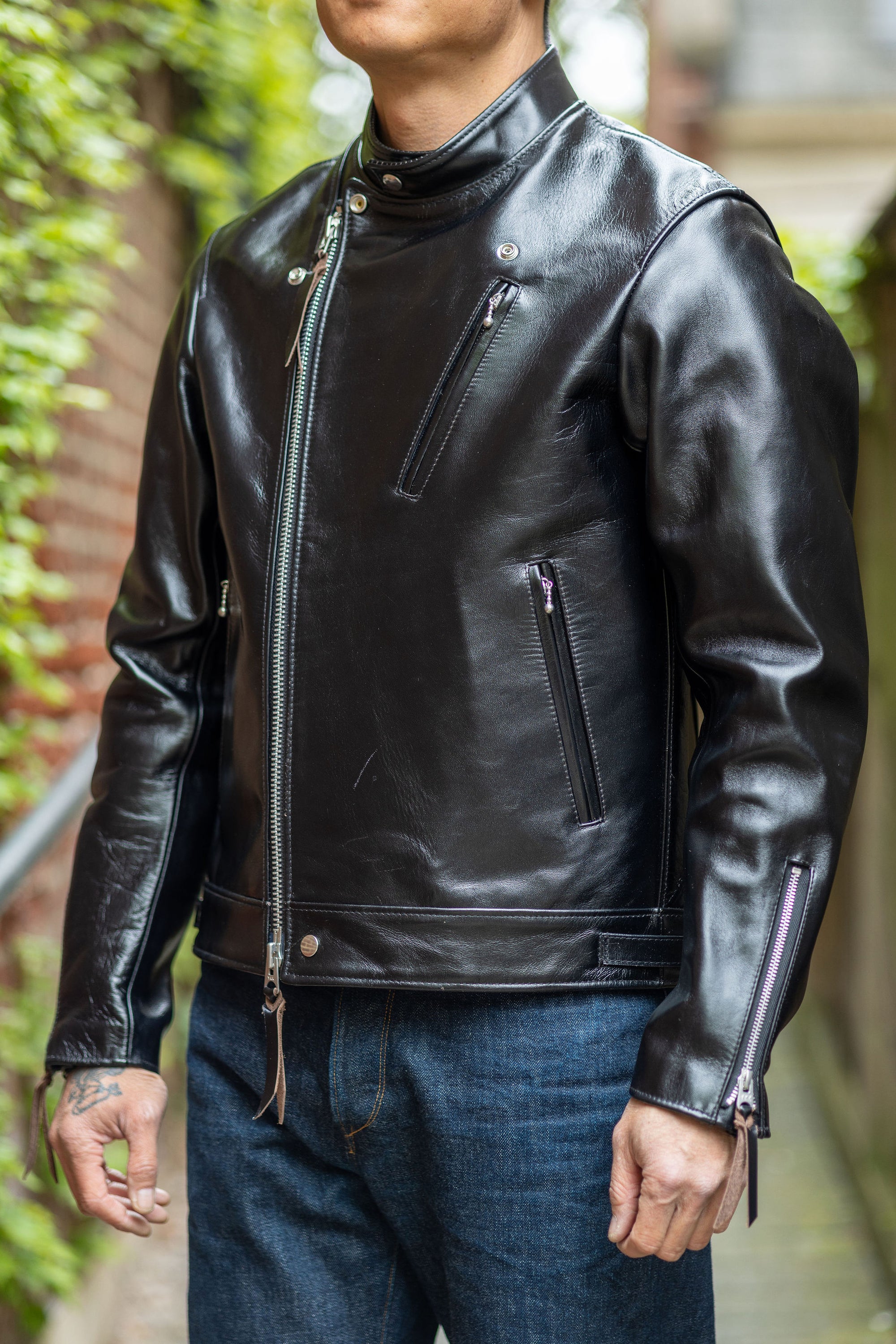 Iron Heart IHJ-128-BLK Japanese Horsehide Double Motorcycle Jacket