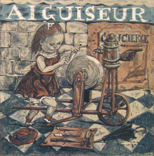 藤田嗣治『小さな職人たち 研ぎ屋』｜絵画 販売 買取 - 東京・自由が丘