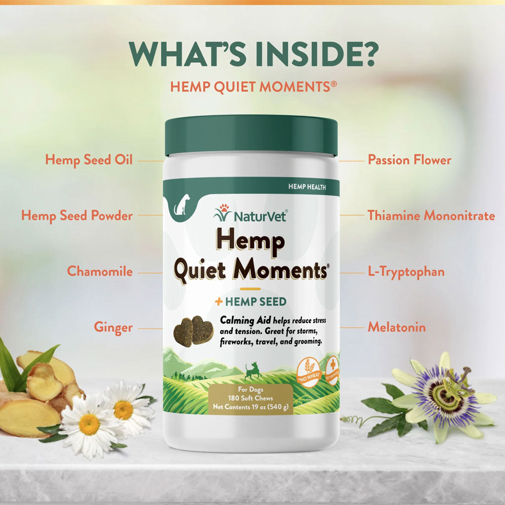 Hemp Chews Calming Aid for Dogs: Quiet Moments by NaturVet