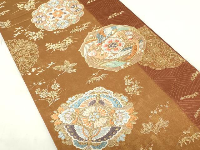 着物屋こころ□六通柄袋帯 正倉院花文 金銀糸 正絹