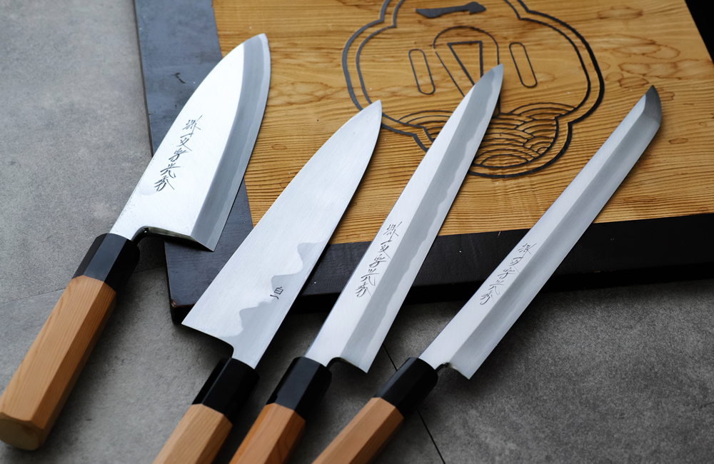 堺一文字光秀 白一鋼 紋鍛錬 切付柳刃包丁