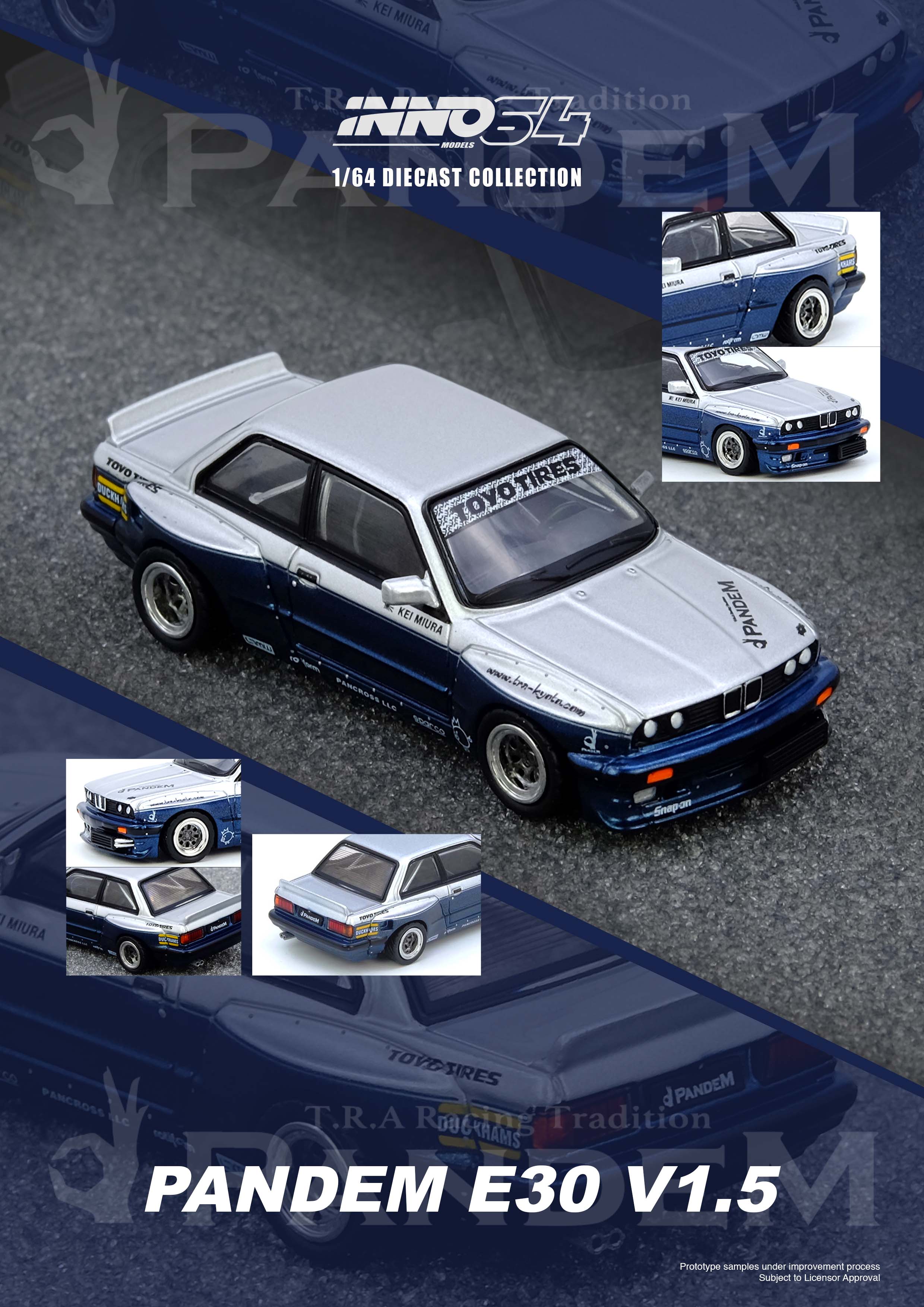 Preorder] Inno64 1:64 BMW PANDEM E30 M3 Silver/Blue IN64-E30P