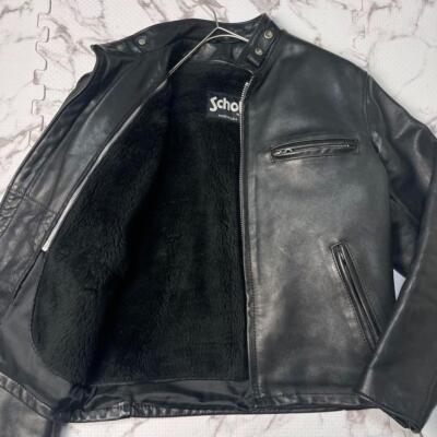 Schott 641 Single riders Leather Jacket Men Black Size 38 Made in