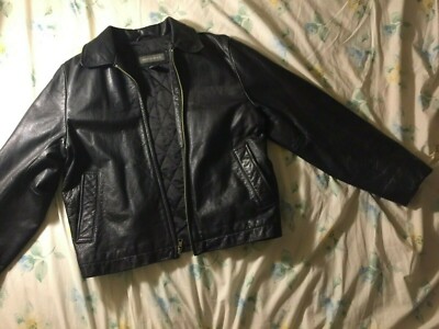 Vintage Banana Republic Black 100% Genuine Leather Motorcycle