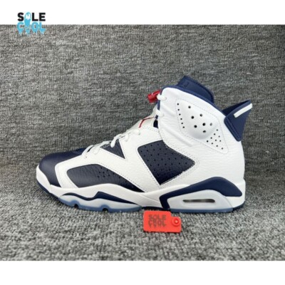Nike Air Jordan 6 Retro Olympic White Navy Blue Men's Shoes CT8529