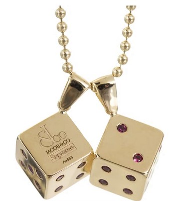 Supreme x Jacob & Co. Dice 14K Gold Pendant Chain LIMITED Edition