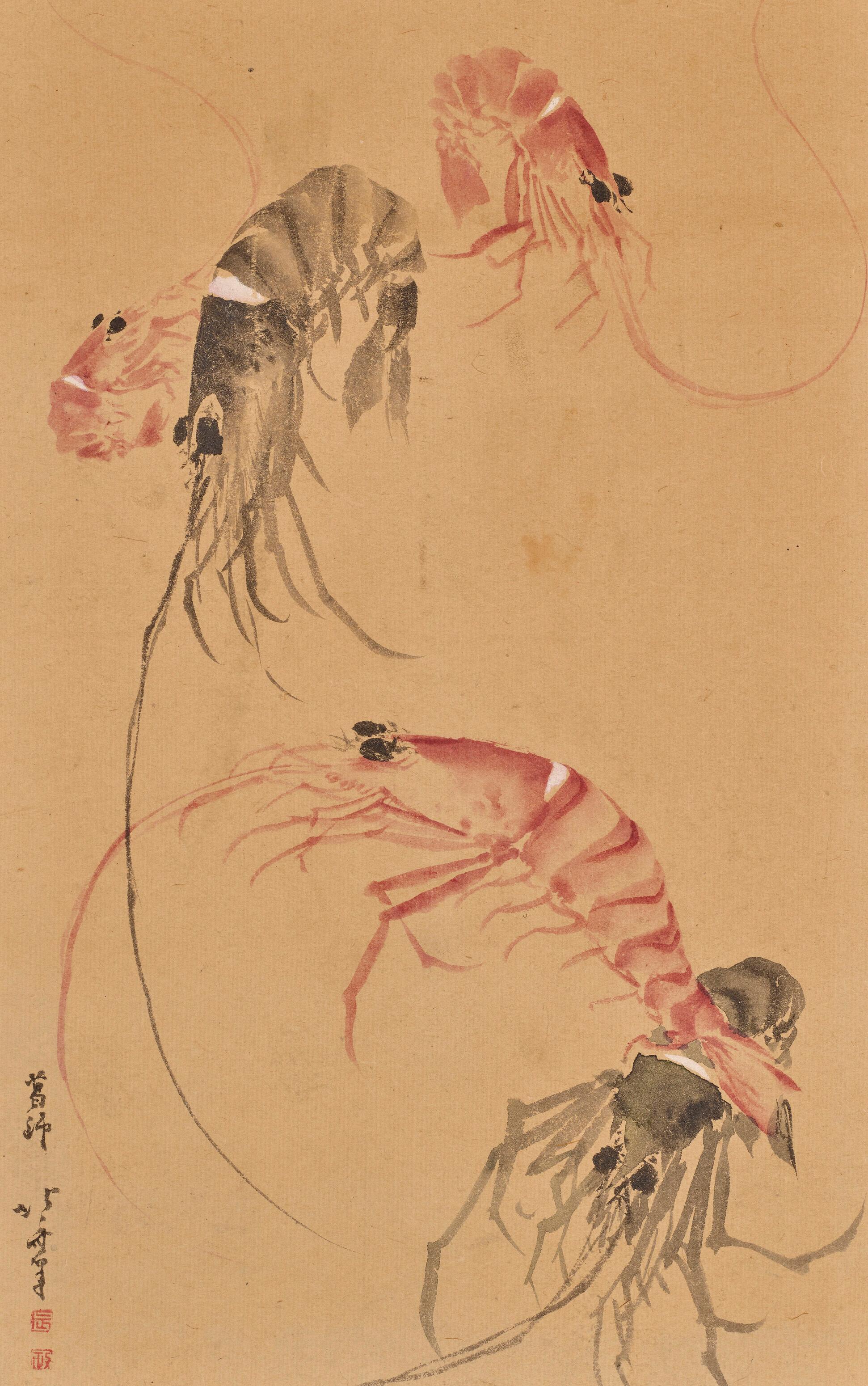 葛飾北斎によるエビの絵。日本、江戸時代、18世紀 [1942x3100] : r