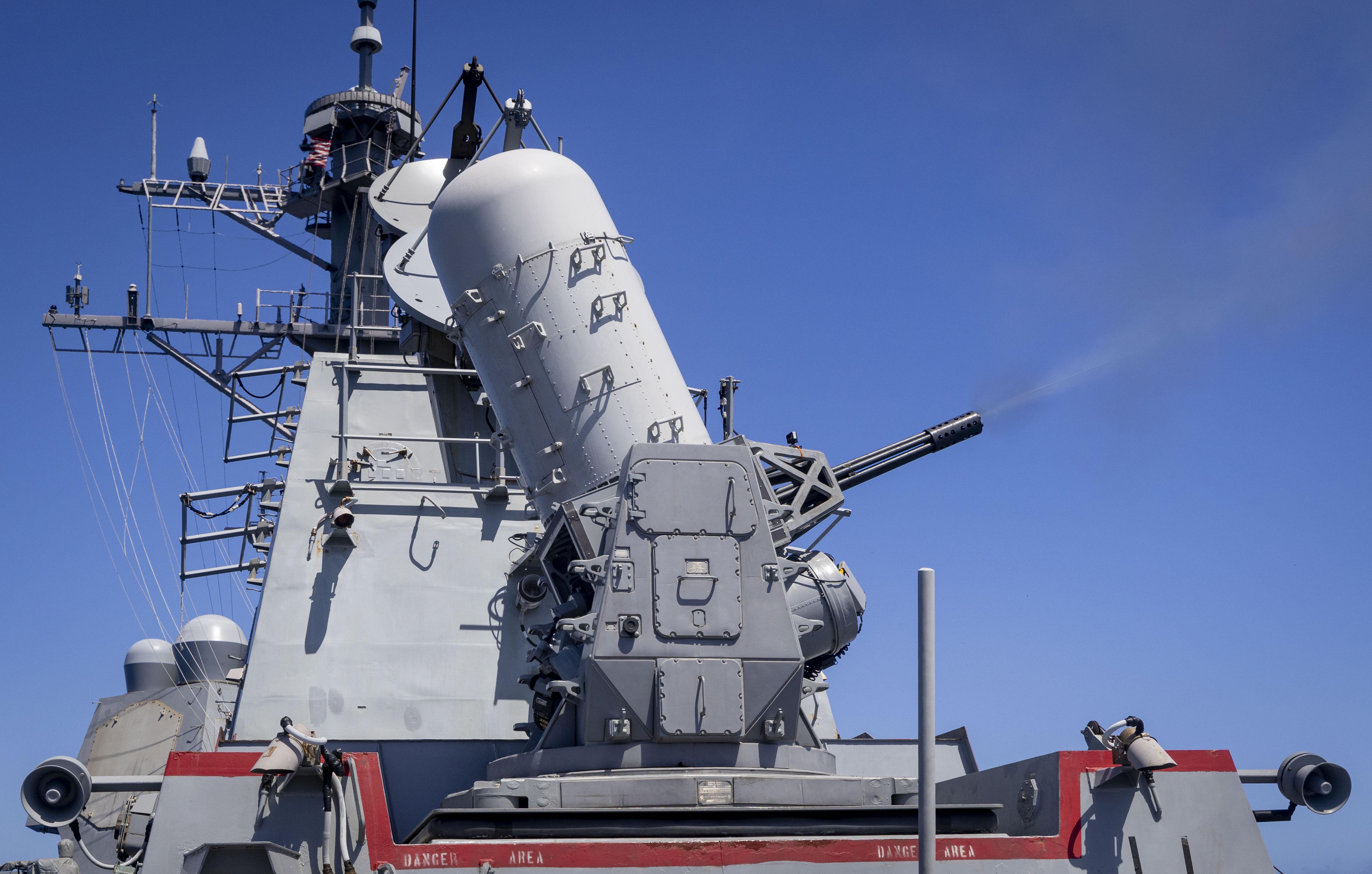 USS Dewey (DDG 105) conducts a close-in weapon system shoot drill