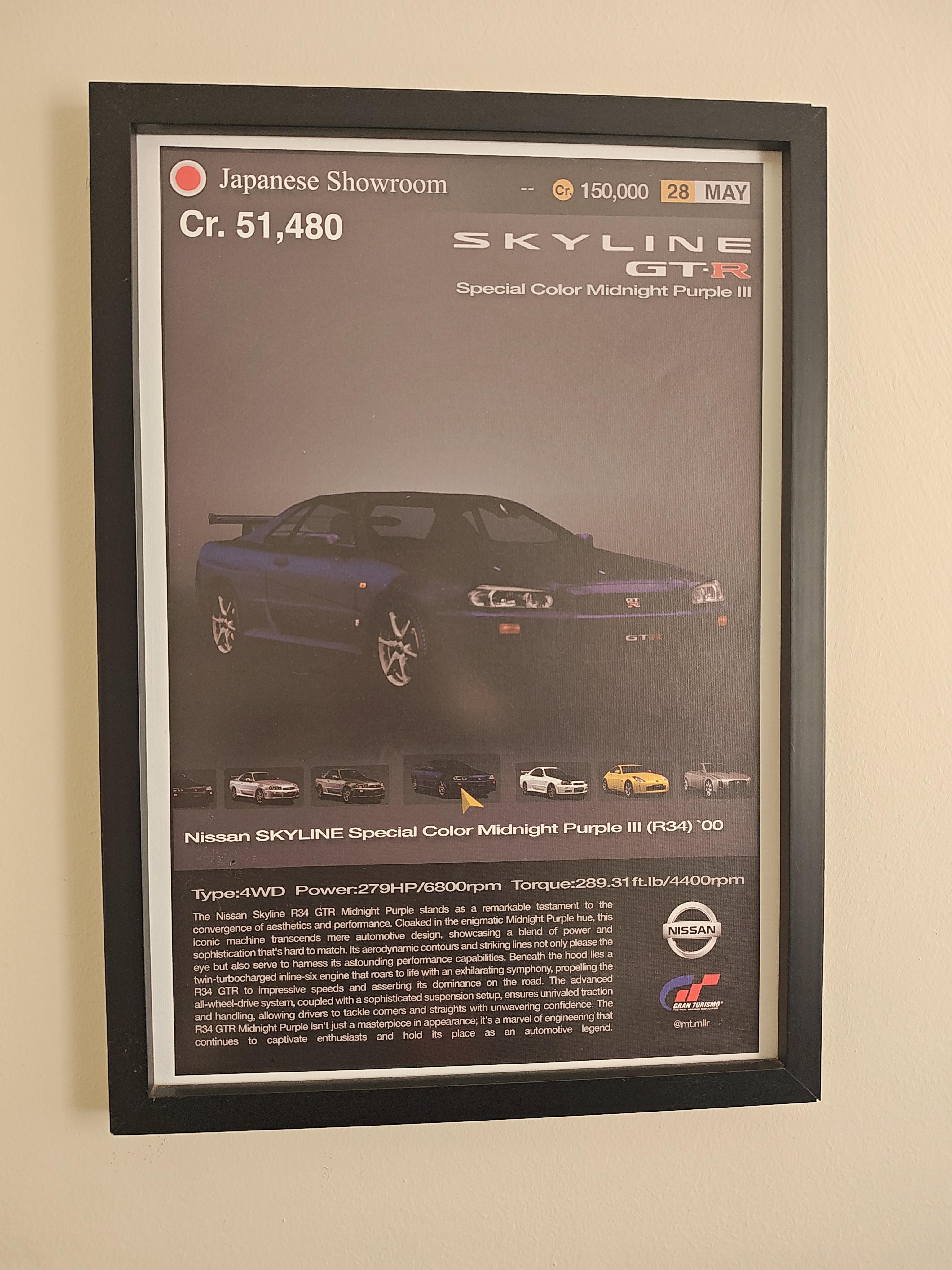 Just wanted to show you guys the poster I made of the R34 from GT4