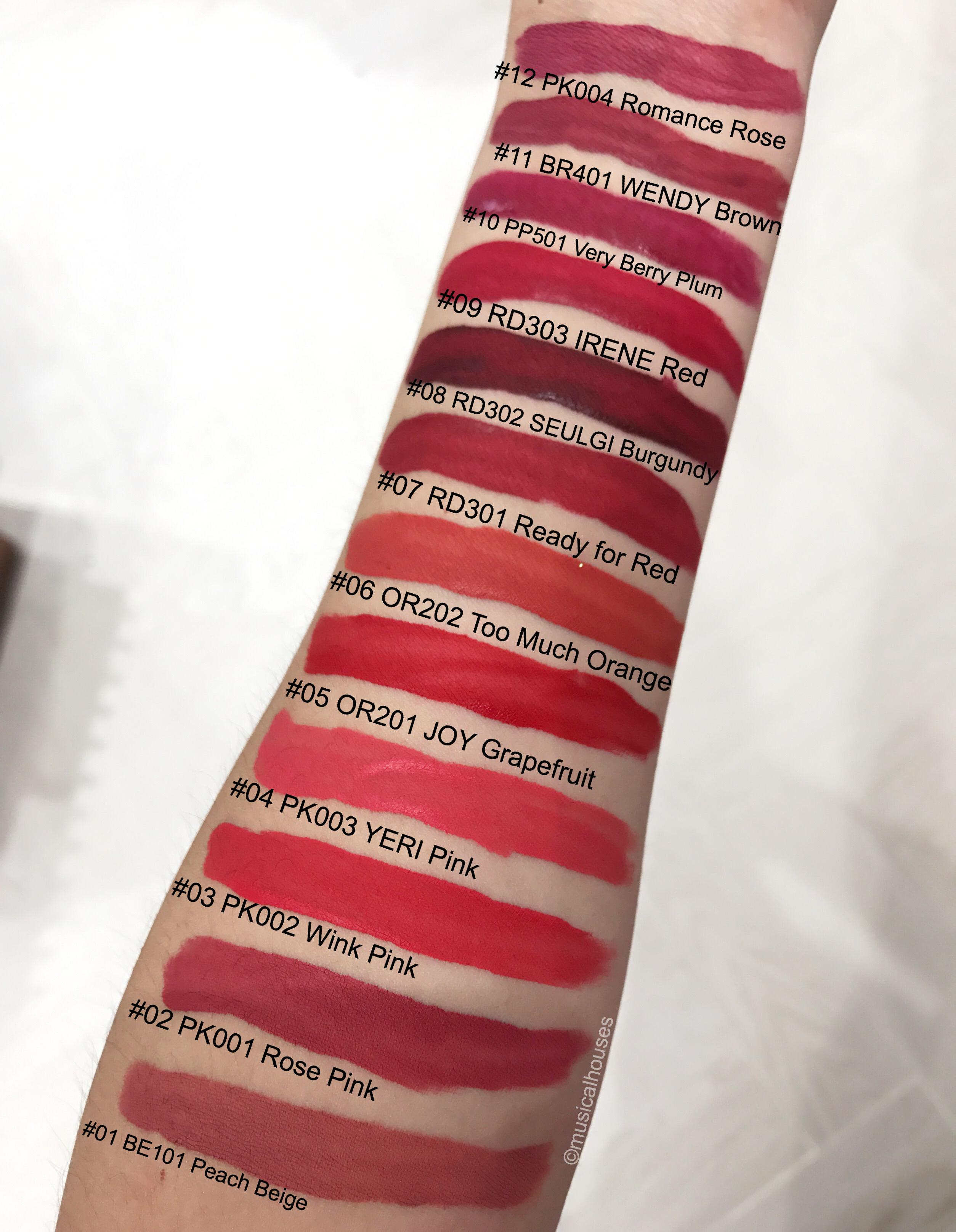 Review] Swatches of the Etude House Matte Chic Lip Lacquer : r