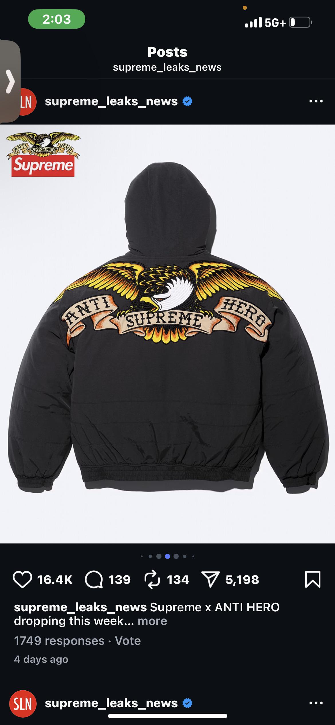 Want to buy supreme anti hero stadium jacket black m or l : r