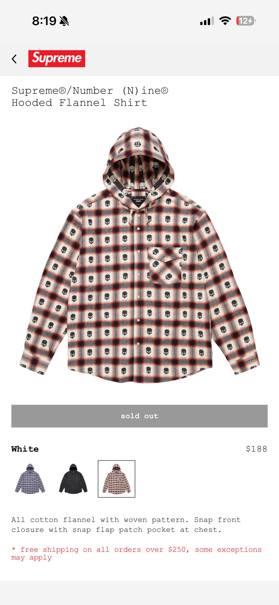 WTB NUMBER NINE SUPREME FLANNEL SIZE L : r/supremeclothing