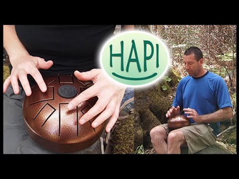 Hapi Mini Steel Tongue Drum in D Akebono with hands and mallets