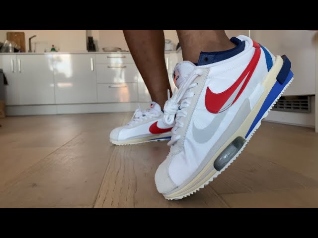Nike Sacai x Cortez 4.0 White university Blue Red review and on