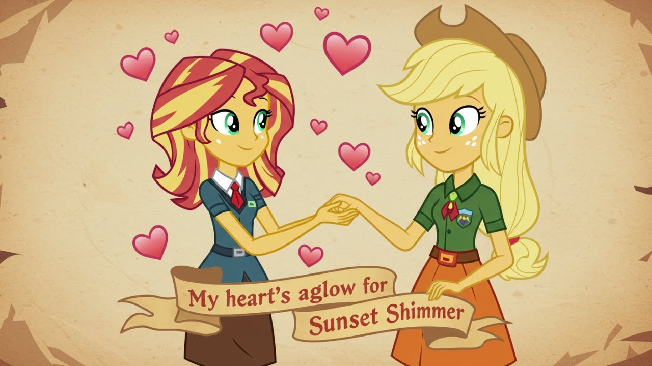 Sunset Shimmer X Applejack Equestria Girls Romance Fan Video AI