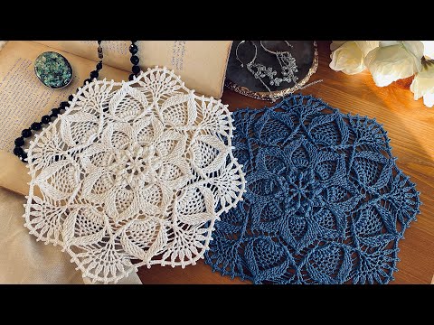 立体模様のドイリー2【編み図付き】｜How to crochet (Pattern) - YouTube