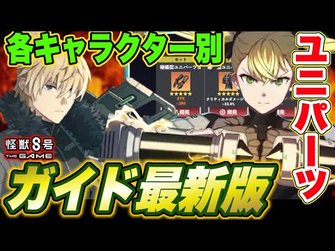 怪獣8号】ユニパーツガイド最新版!!新キャラ含む各キャラクター別