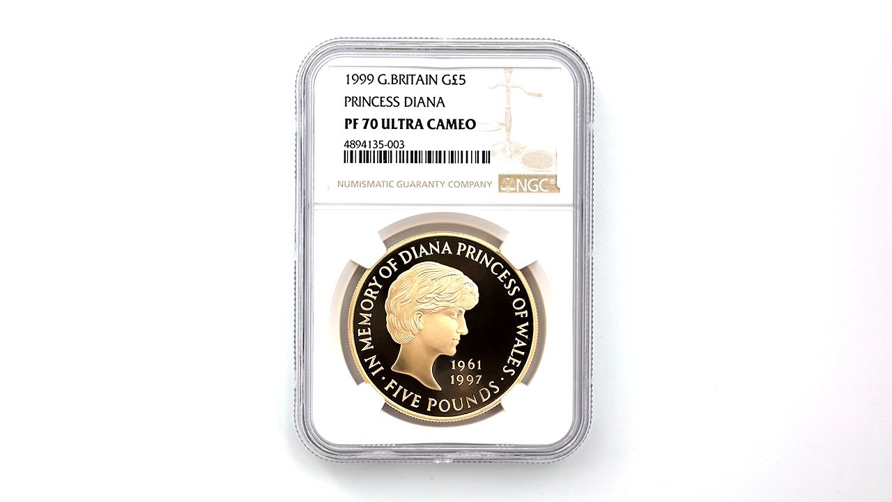 1999 英国 ダイアナ妃追悼記念 5ポンド 金貨 プルーフ NGC PF 70 UC