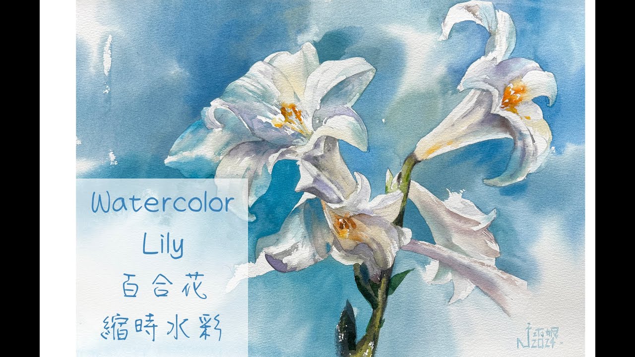 百合花》縮時水彩- YouTube