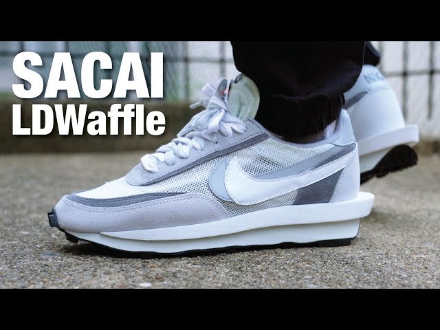 Nike x SACAI LDWaffle Summit White REVIEW & On Feet - YouTube