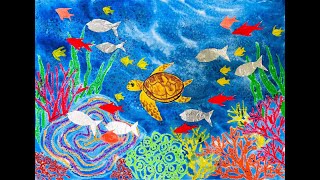 Draw a colorful underwater world using easy, fun, and interesting