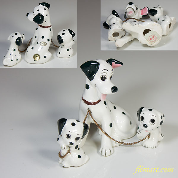 昭和レトロディズニー「101匹わんちゃん」ダルメシアン親子フィギュア