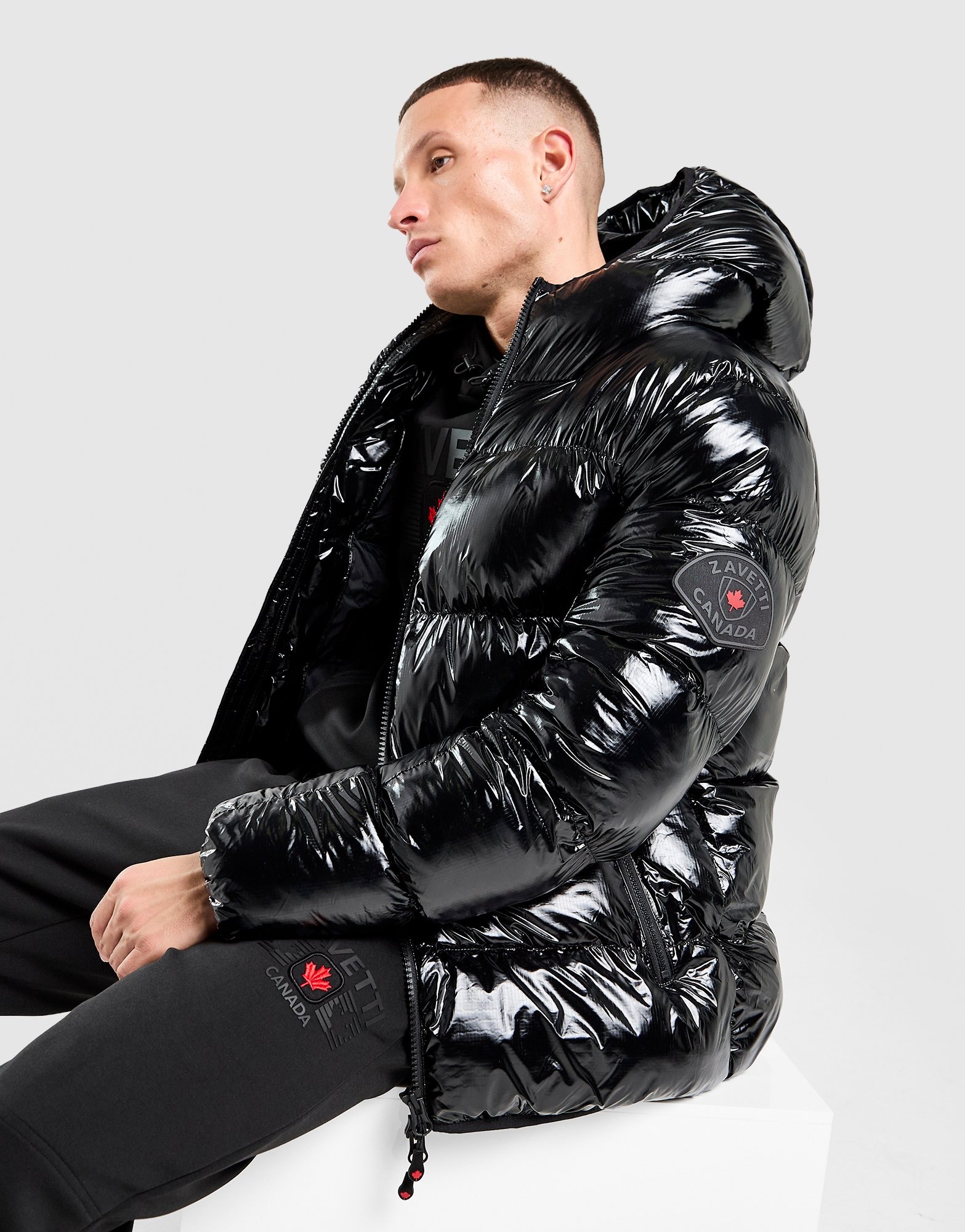 Black Zavetti Canada Palzino Shine Bubble Jacket | JD Sports UK