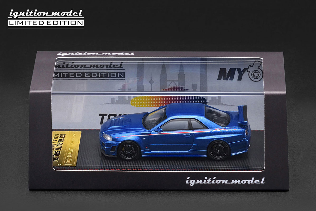 IG3838 1/64 Nissan Skyline GT-R (BNR34) V-Spec II Blue Metallic