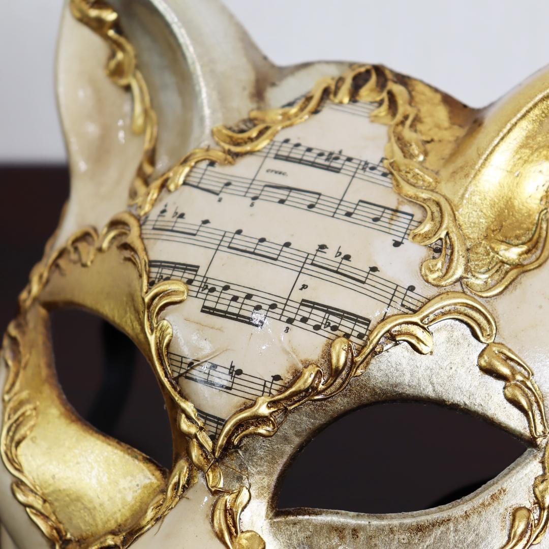 ベネチアンマスク カーニバルマスク 仮面 猫 キャット ゴールド