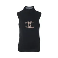 シャネル ココマーク 05A カシミヤ ノースリーブニット 46 レディース