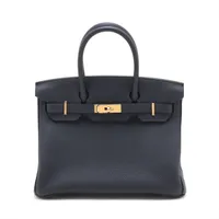 エルメス バーキン25 セリエ ボックスカーフ ブラック ゴールド金具 W