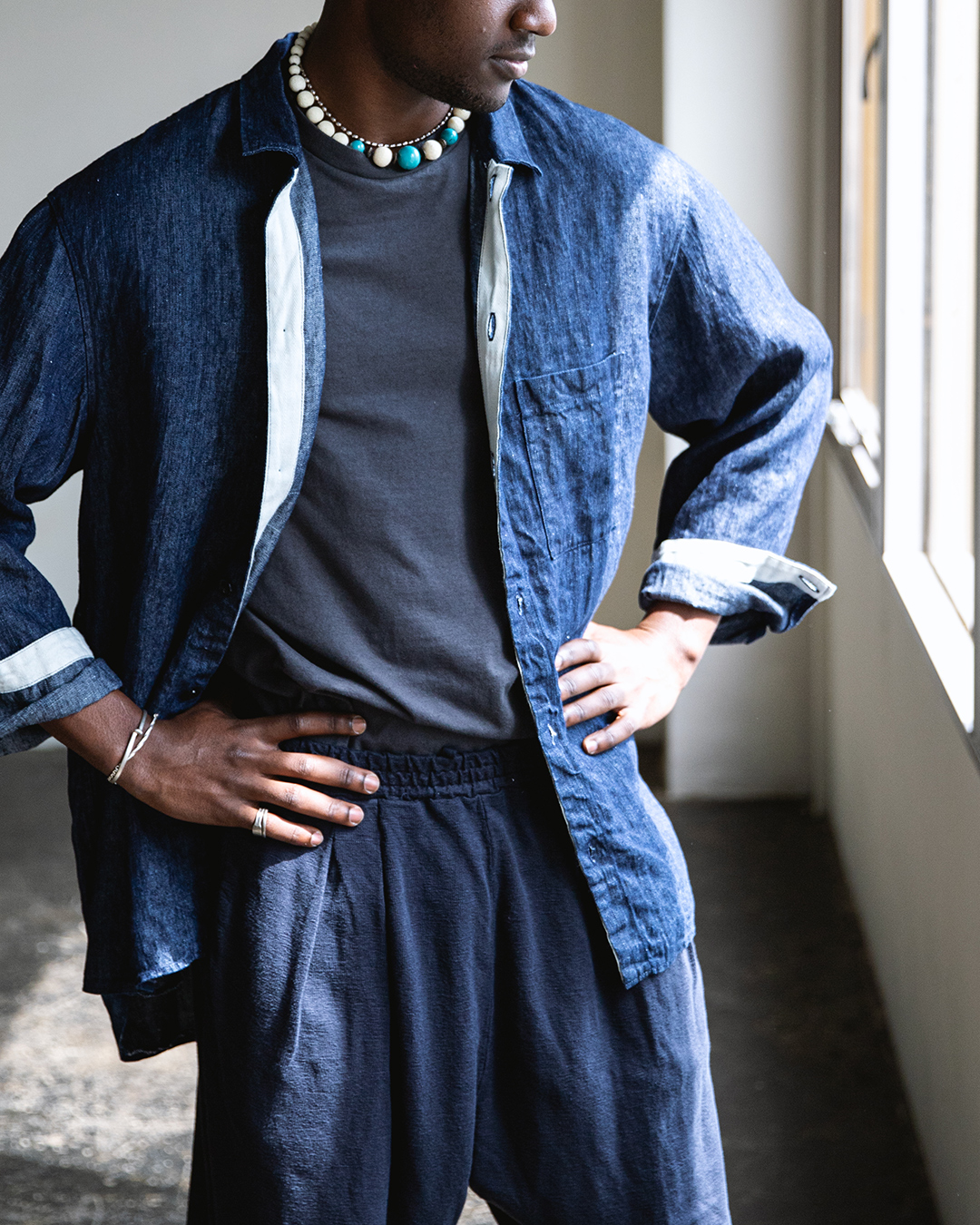 10ozリネンデニム ワークシャツ｜nest Robe / CONFECT ONLINE SHOP