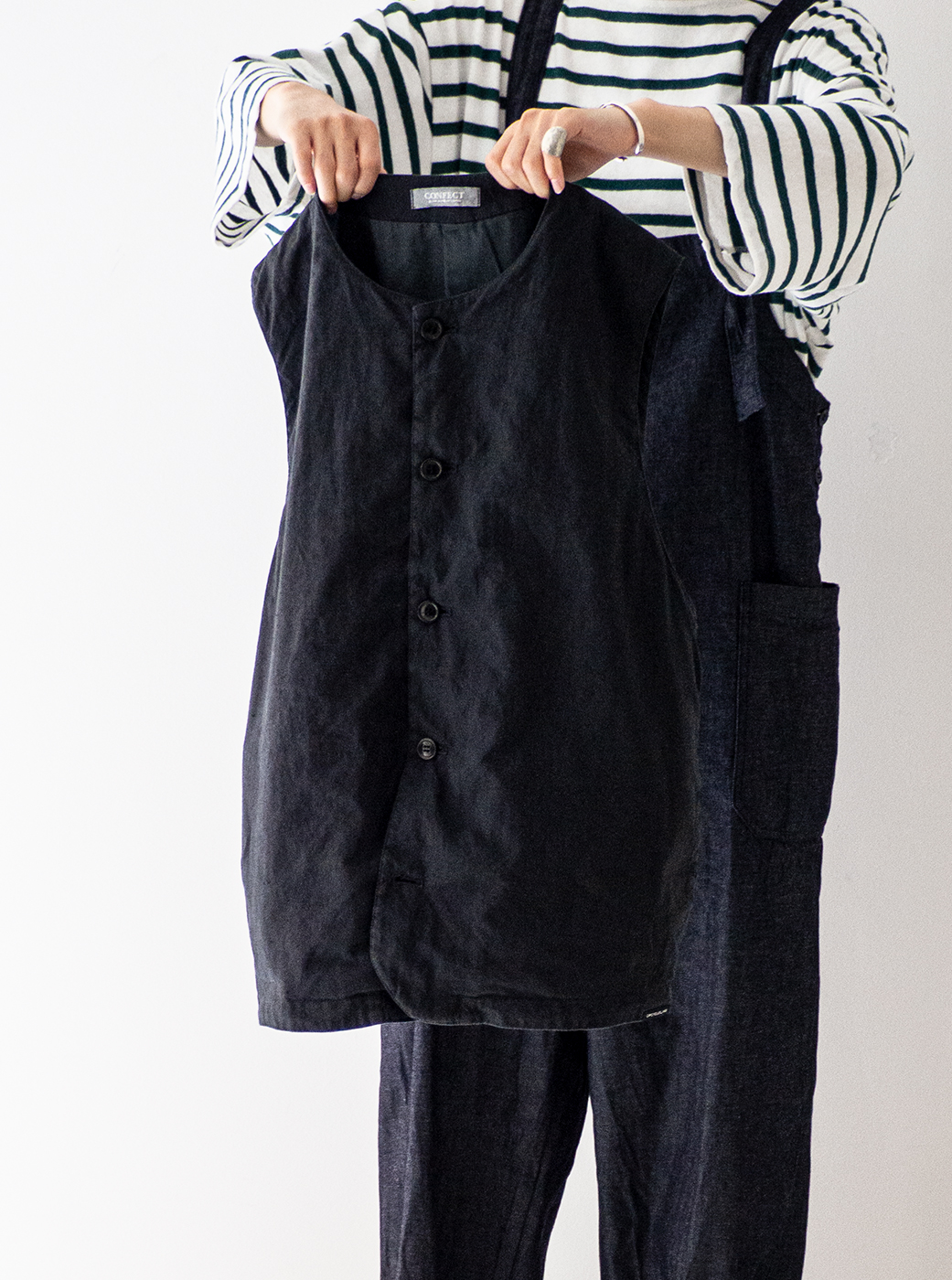 SALE】ネストローブconfect コットンリネンサルベージ サロペット