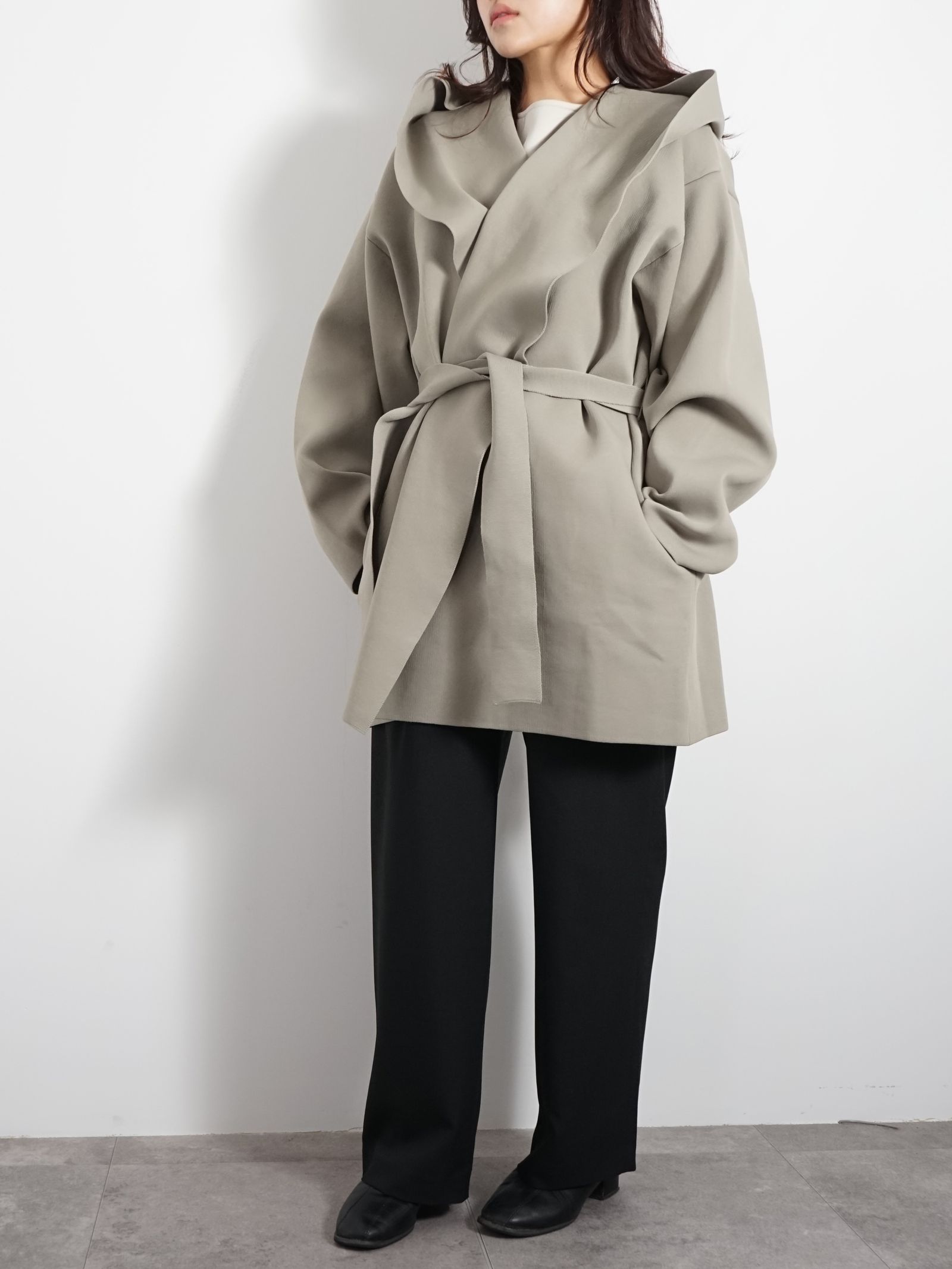 ETRE TOKYO - ダブルフェイスニットフーディーコート - KHAKI | ADDICT