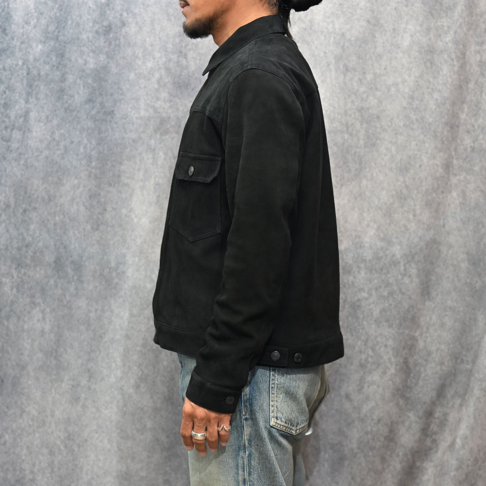MINEDENIM - Sheep Suede Trucker JKT （BLK） / シープスエード
