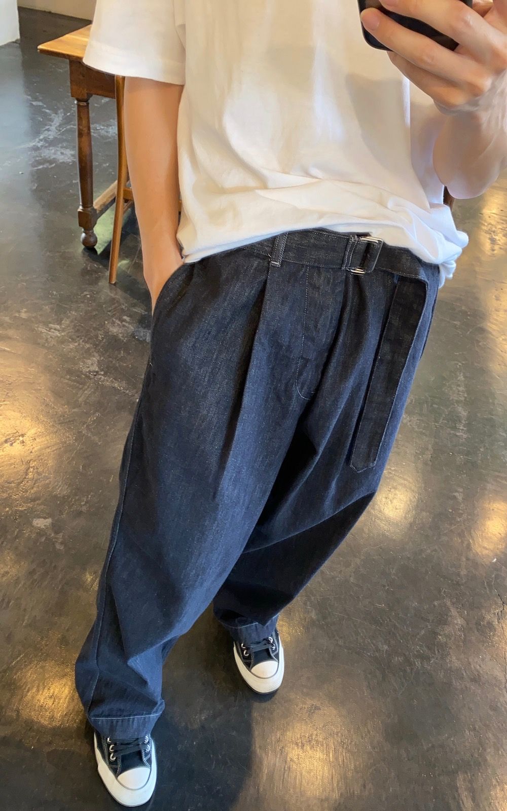 Graphpaper Colorfast Denim Belted Pants