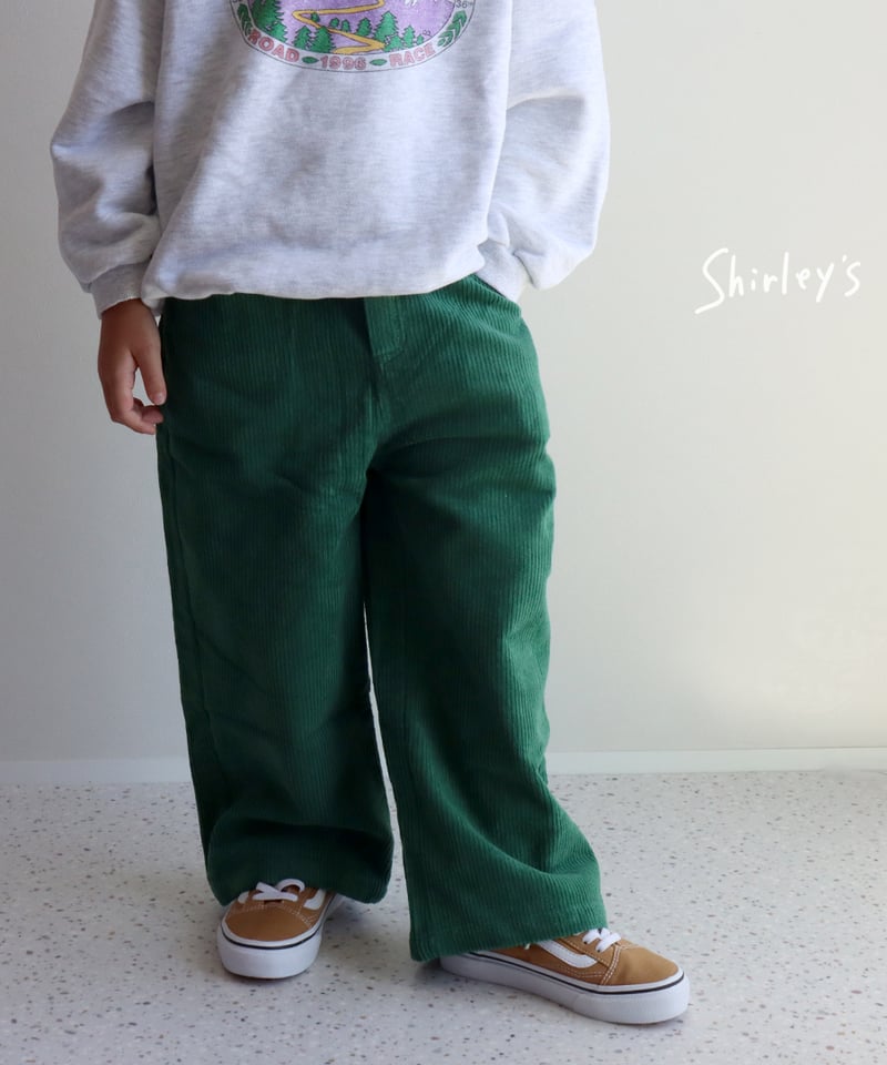 ラスト・パープル100/グリーン110】2カラーコーデュロイワイドパンツ