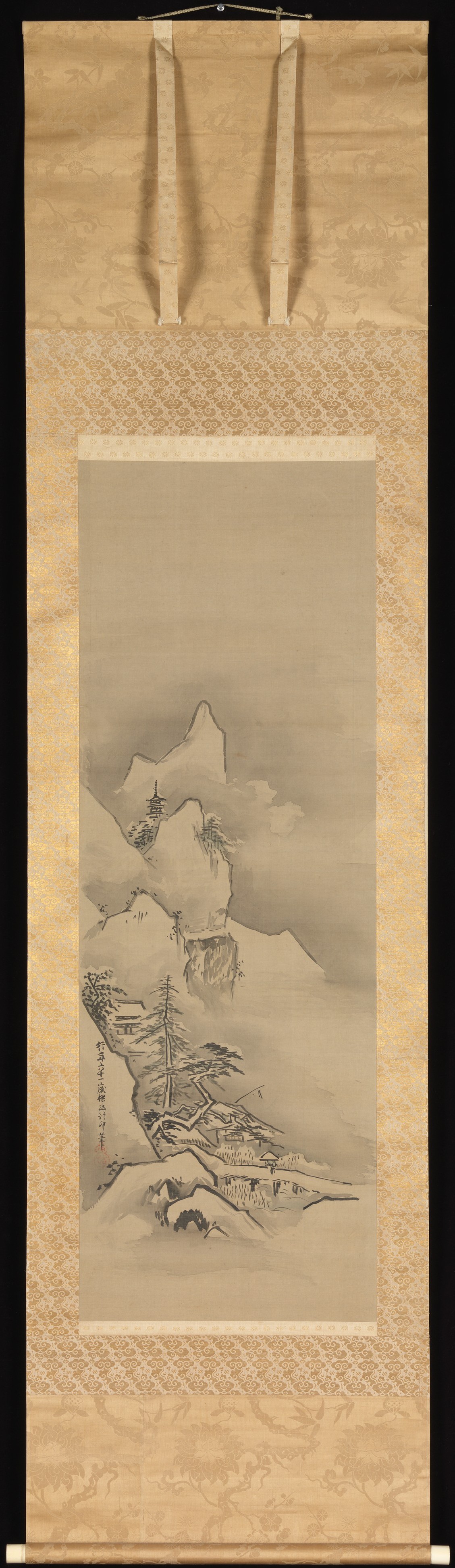 狩野探幽筆 神農・夏冬山水図|Winter Landscape - Kano Tan'yū