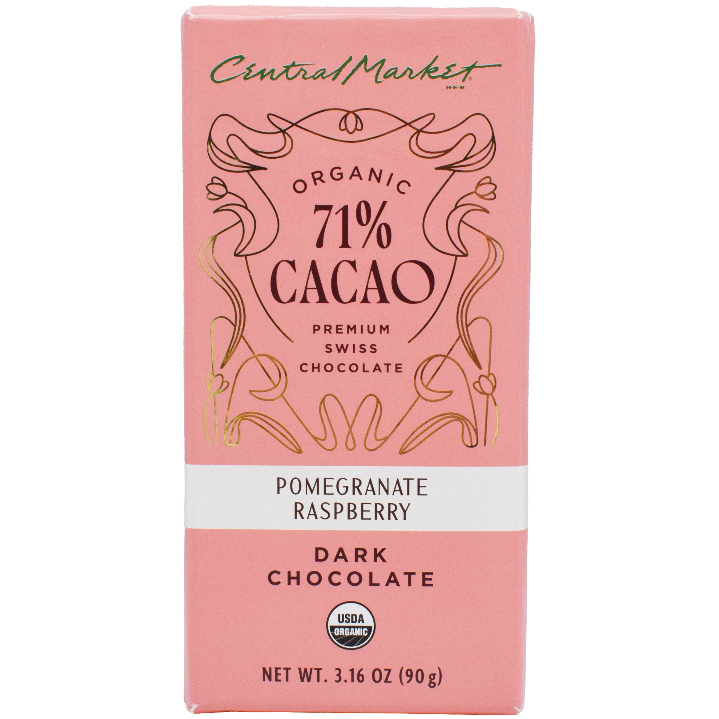 Central Market Organic 71% Cacao Dark Chocolate Bar - Orange, 3.16