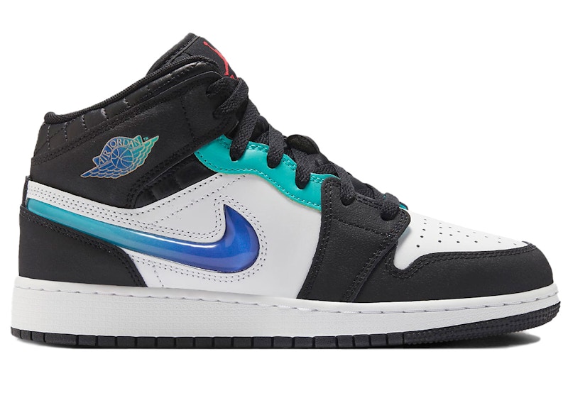 Jordan 1 Mid SE Black White Hyper Jade (GS) - FQ8095-001 - US