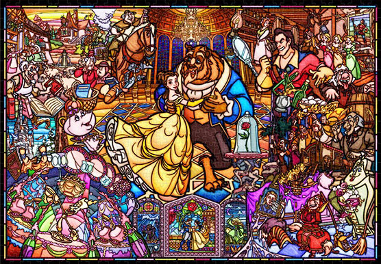 ジグソーパズル 美女と野獣 ストーリー ステンドグラス ピュアホワイト