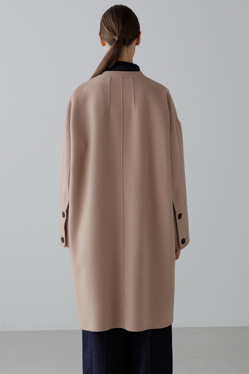 ADORE(アドーア)｜ソリッドウールリバーノーカラーコート/ベージュ の