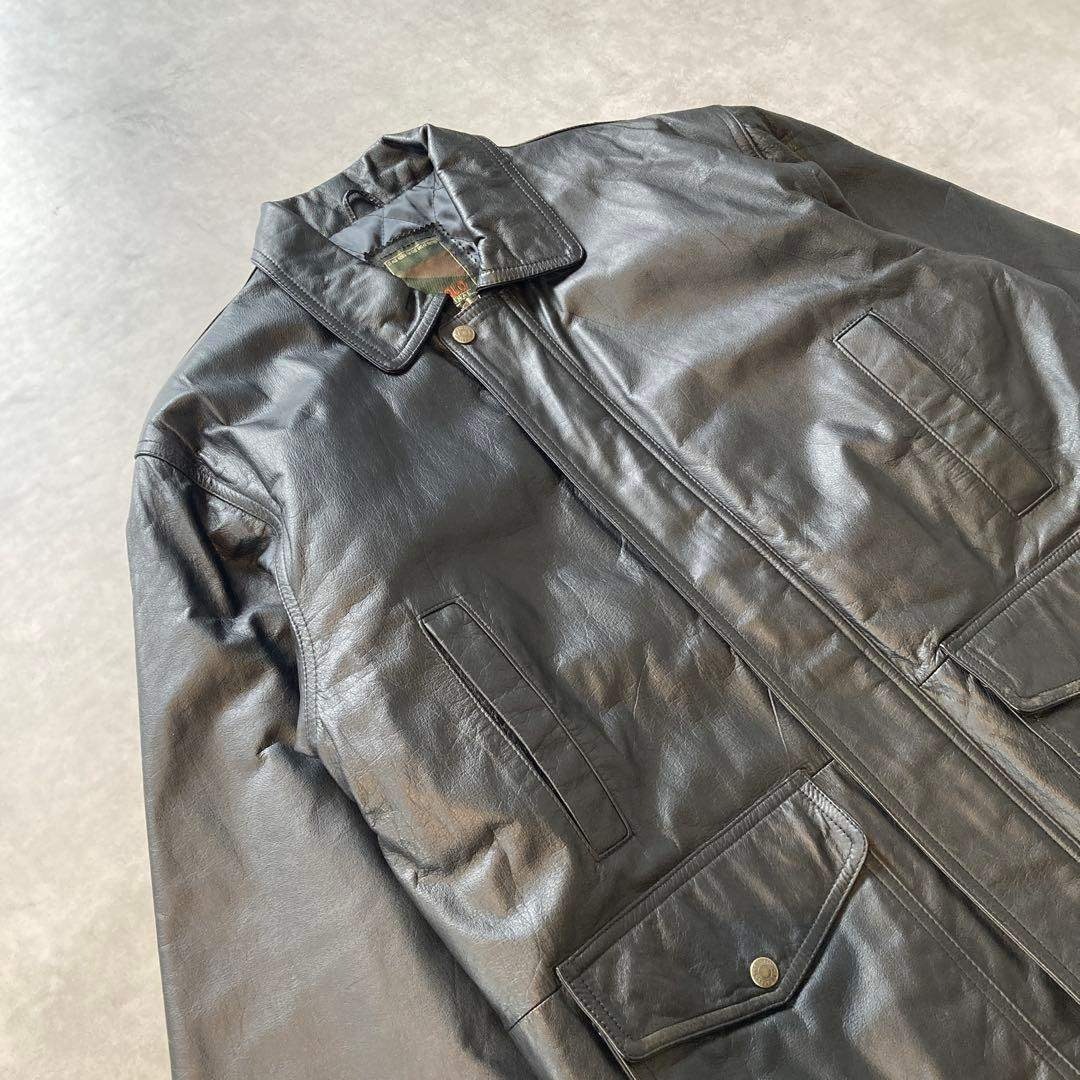 UNIQLO - OLD UNIQLO 緑タグ 牛革 レザー ジャケット M ブラック カー