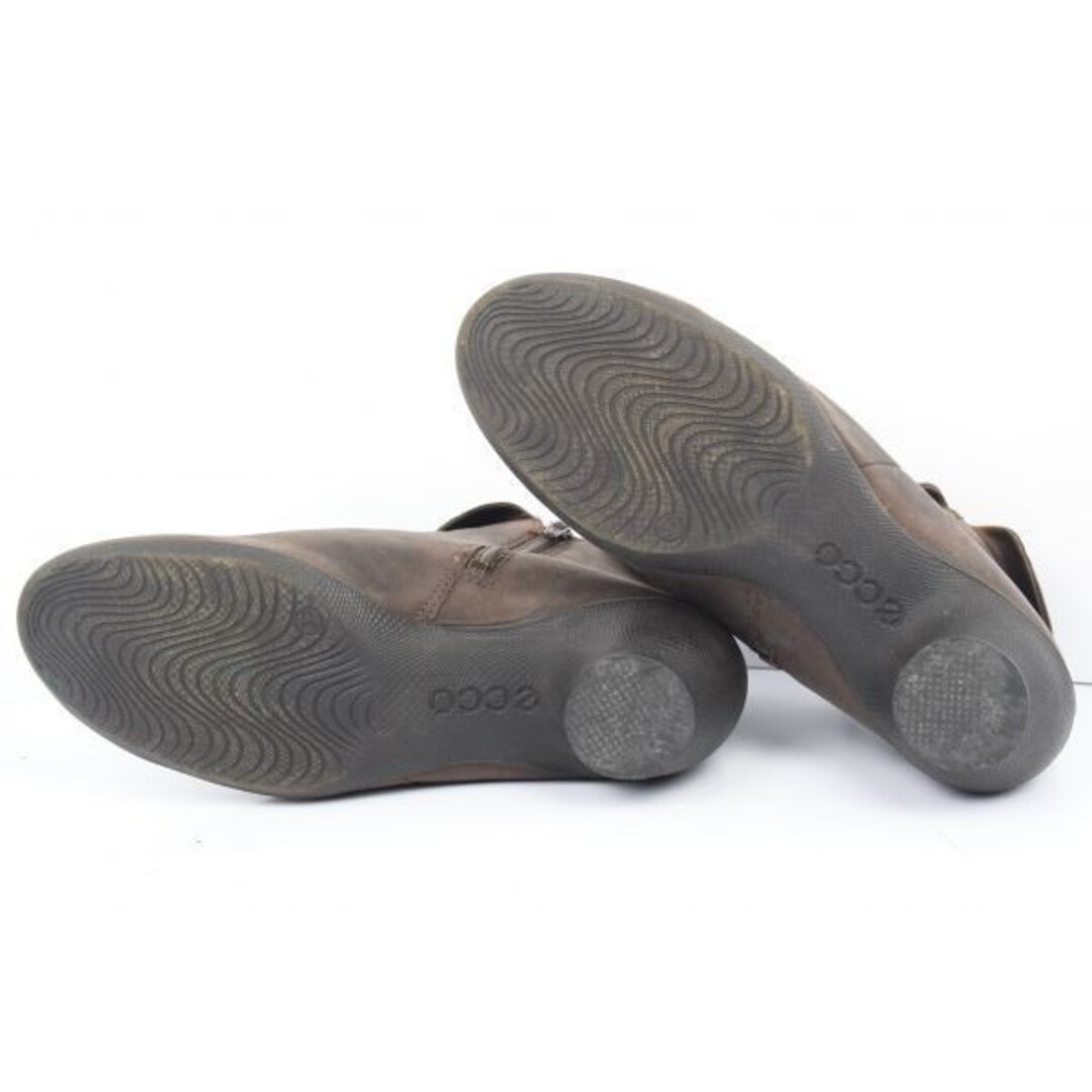 ☆エコー/ECCO☆本革ショートブーツ/サイドジップブーツ【23.5/暗茶