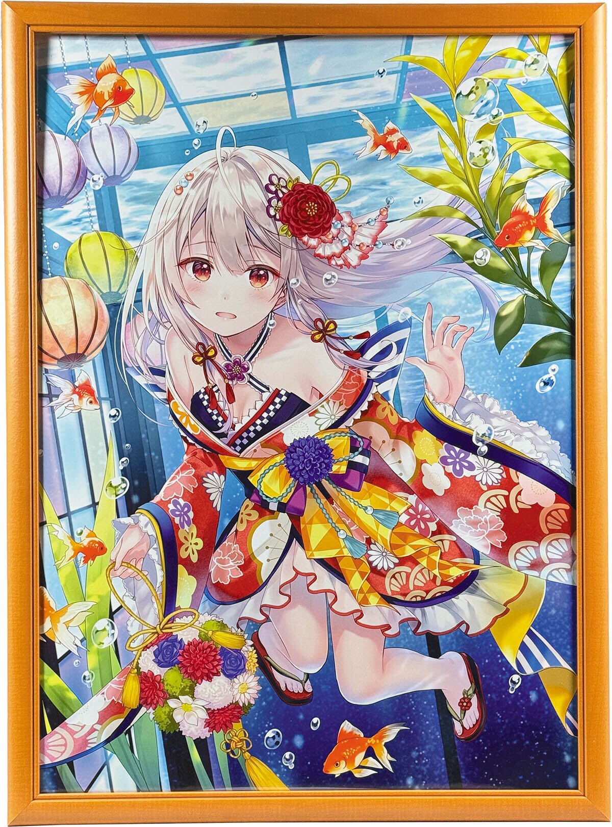 3160] フカヒレ カラー複製イラスト「水槽越しの恋」