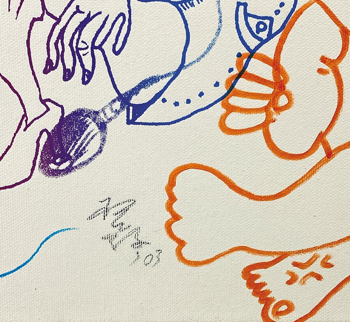 3044］ 根本敬 直筆イラスト入りキャンバスボード（印刷絵に加筆）