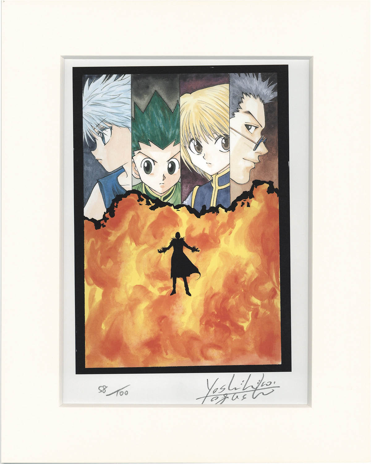 4171] 冨樫義博 直筆サイン入りカラー複製イラスト「HUNTER×HUNTER」