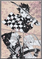 フカヒレ カラー複製イラスト「水槽越しの恋」額なし