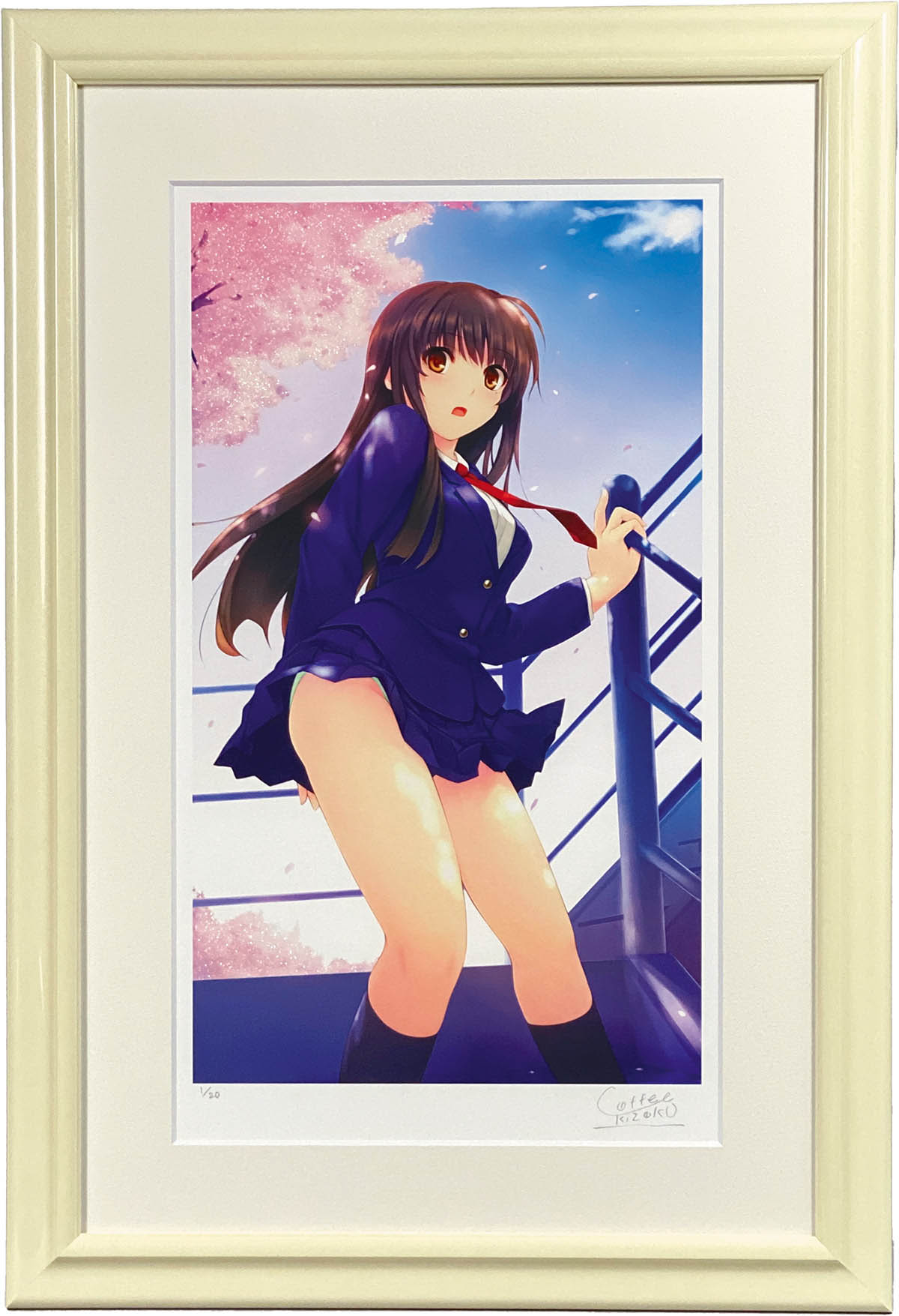 5136] 珈琲貴族 直筆サイン入りカラー複製イラスト「桜咲く日に」