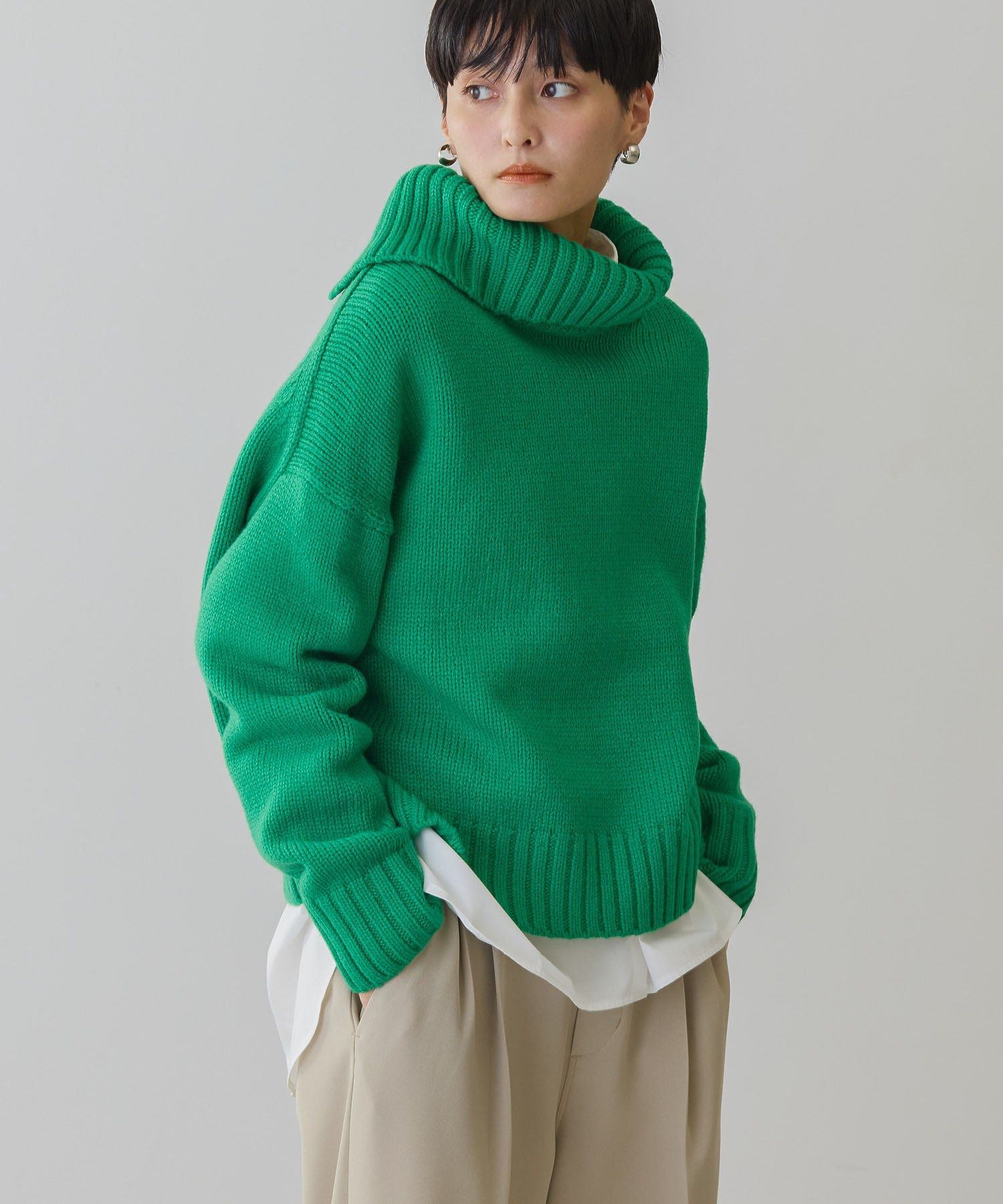 ≪USED≫ボタンタートルショートニットプルオーバー/AMERICAN HOLIC